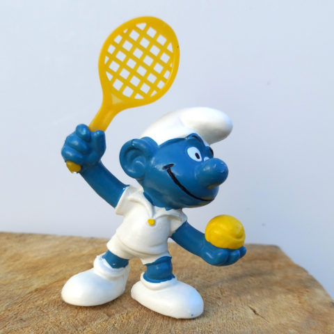 20093 Tennis Serve Smurf With Yellow Racket (Tennisschlumpf)